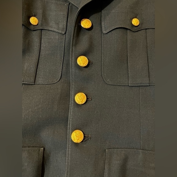 Men’s military jacket XL 38L long coat embroidered patched army green outerwear - Picture 6 of 15